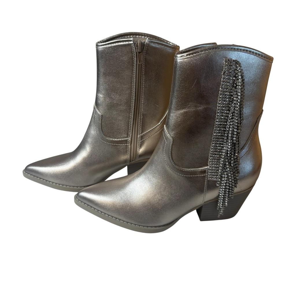 Oasis Society The Rowan Rhinestone‎ Fringe Cowgirl Boot Champagne Size 6 Concert
